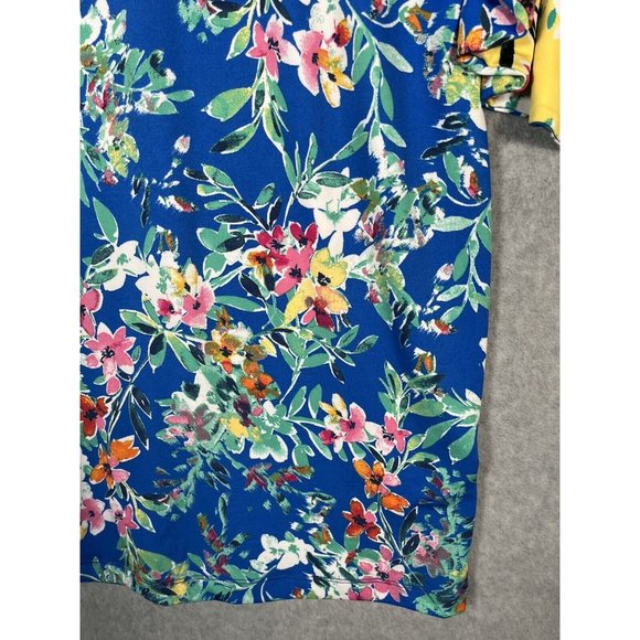 Shelby palmer Midi Dress Womens 6 Flutter bell Sleeve Pop Colorful Tropical - Picture 4 of 11